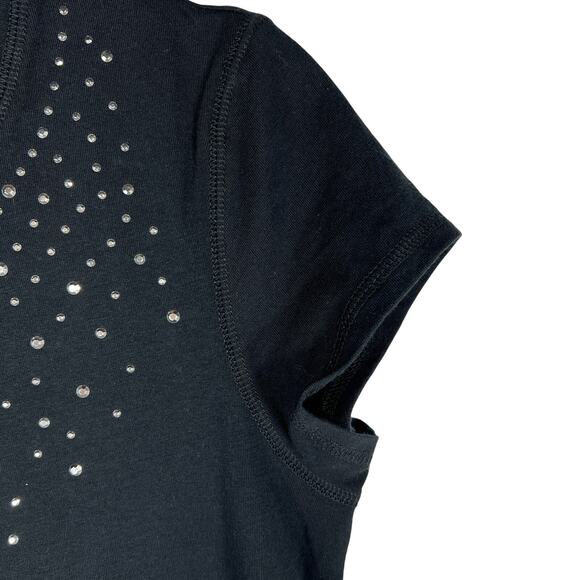 Chico's Silver Studded T-Shirt Size 0/Small Black Cap Sleeve Whimsigoth NEW! - Picture 8 of 8